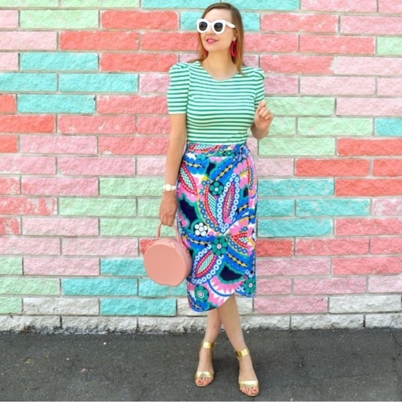 J.Crew Tie Back Tulip Skirt in Ratti Kaleidoscope Floral Size 4 - Picture 11 of 14